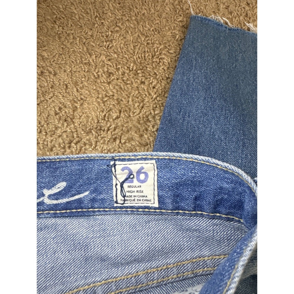 Free People We The Free High Rise Distressed Skinny Jeans Blue Button Fly 26 - Picture 4 of 5
